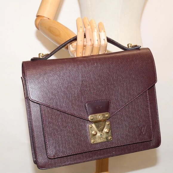 LOUIS VUITTON Taiga Monceau 28 Hand Bag 2way Acajou - Picture 14 of 16